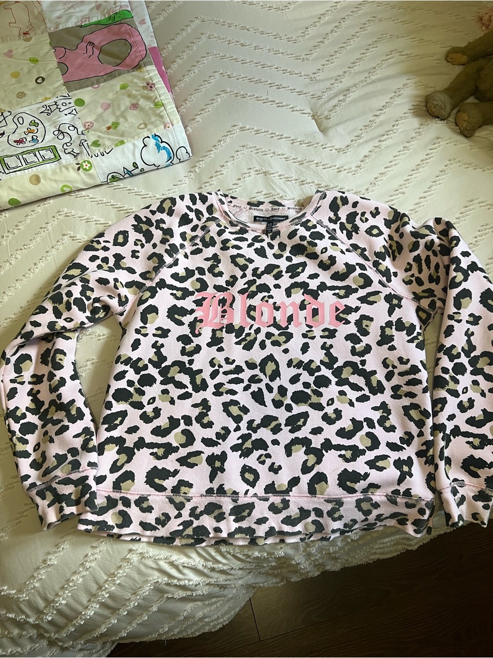 Brunette The Label Pink Leopard Print "Blonde" Sweatshirt